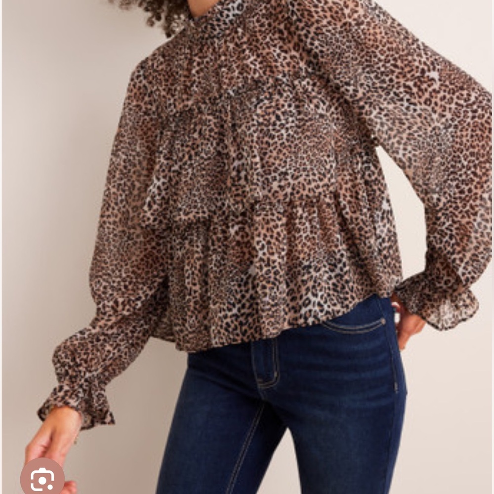 Francesca's Collections Animal Print Layered Blouse